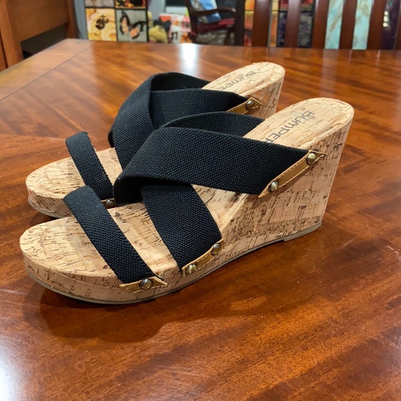 Black Wedge Sandal - Picture 1 of 4